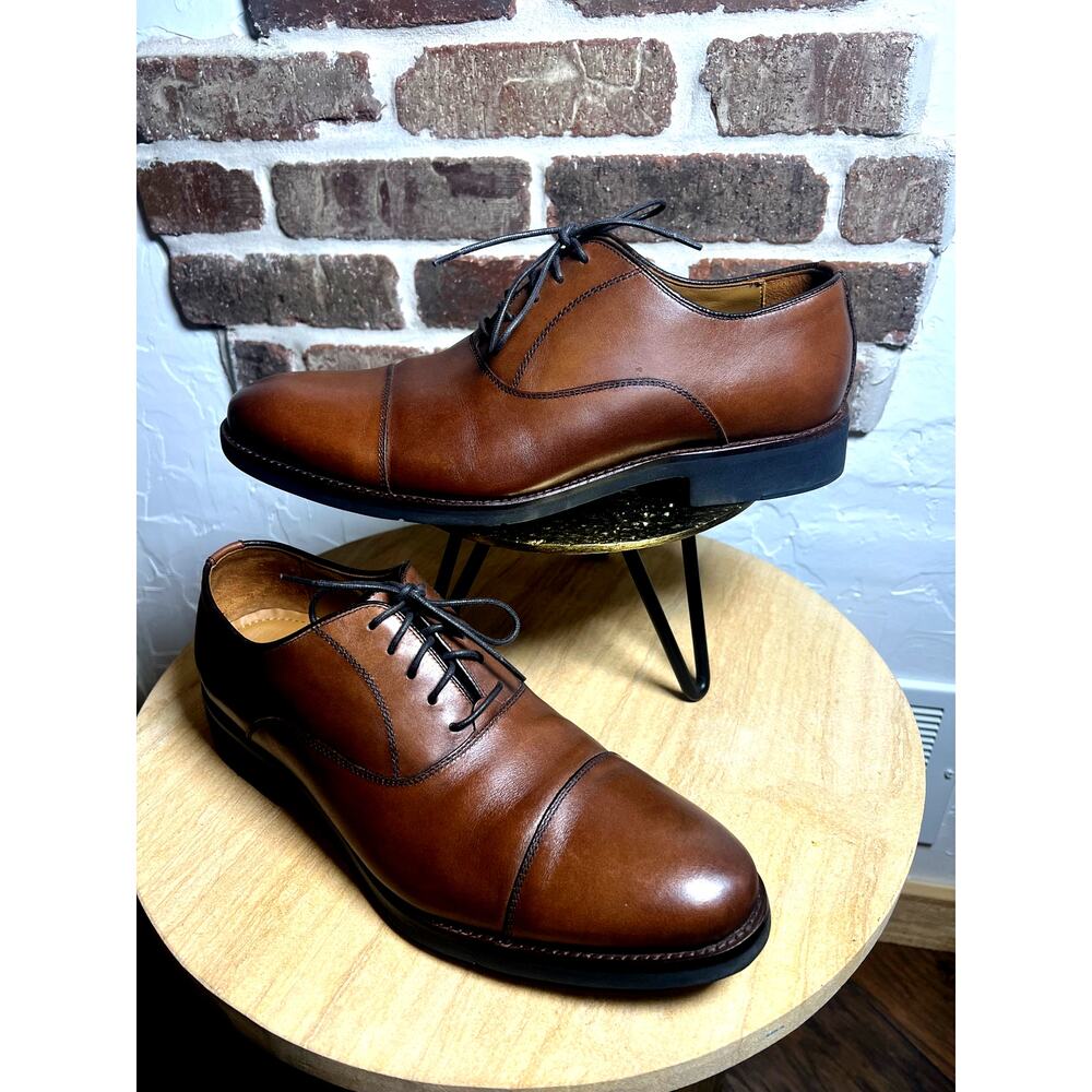 Johnston & Murphy J&M Flex Cap Toe Lace Up Leather Brown VGC Men's Size 10